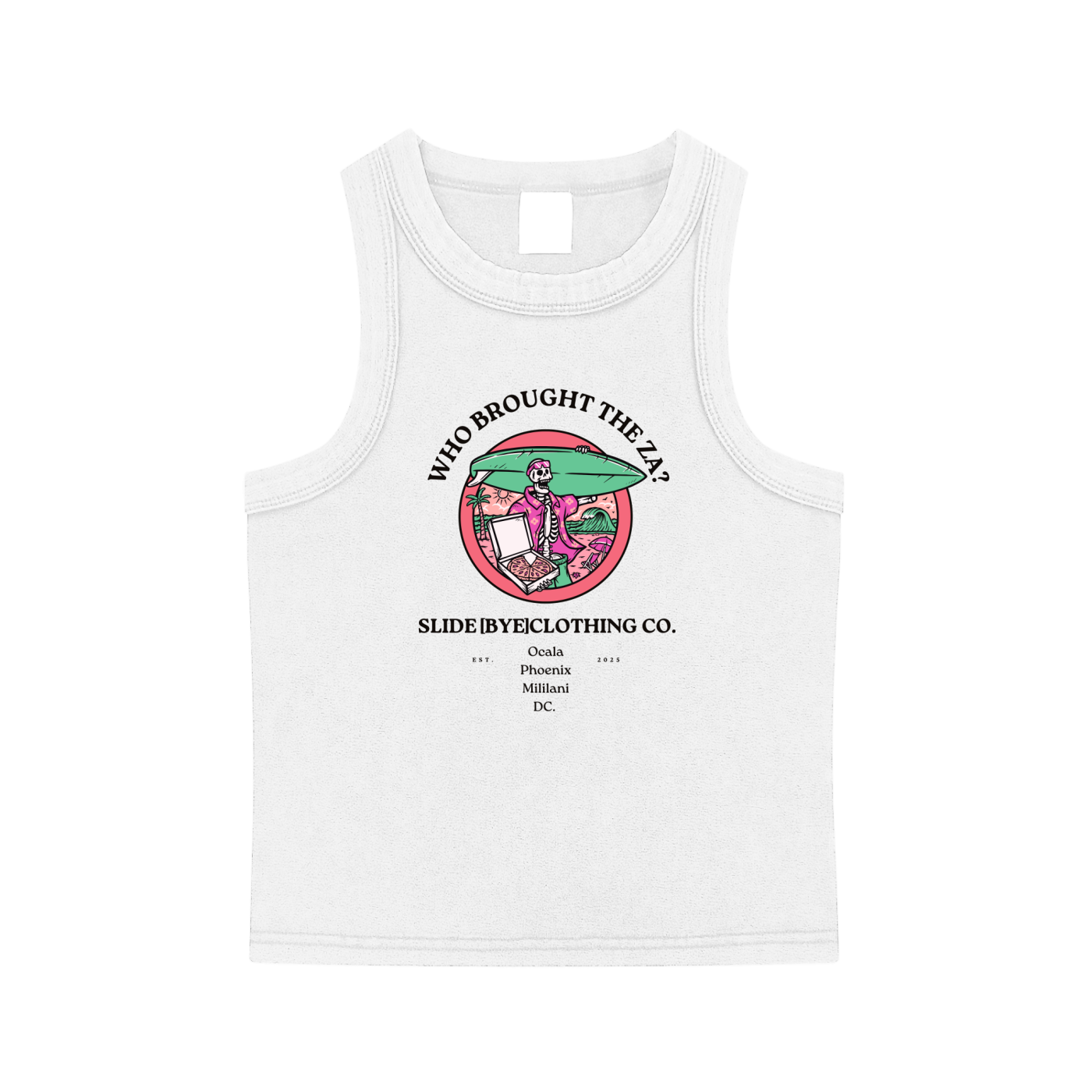Snow Washed "Where's the Za?" Tank Top