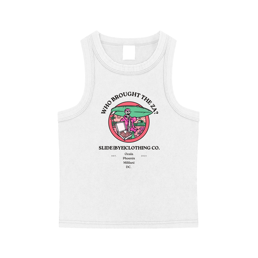 Snow Washed "Where's the Za?" Tank Top