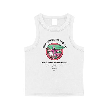Snow Washed "Where's the Za?" Tank Top