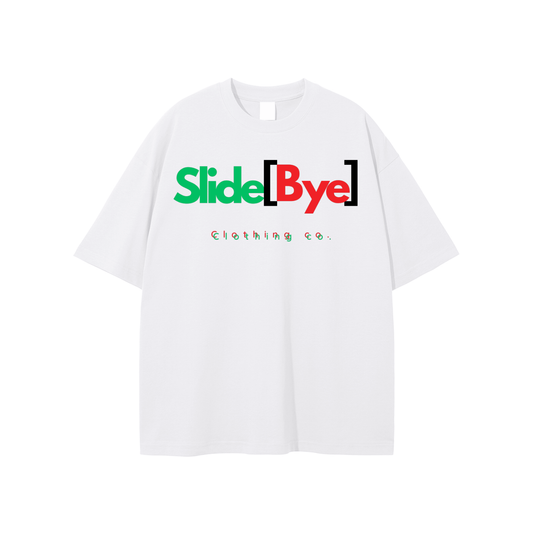 Unisex Slide[Bye] Green 'N Red Logo Tee (WHITE)